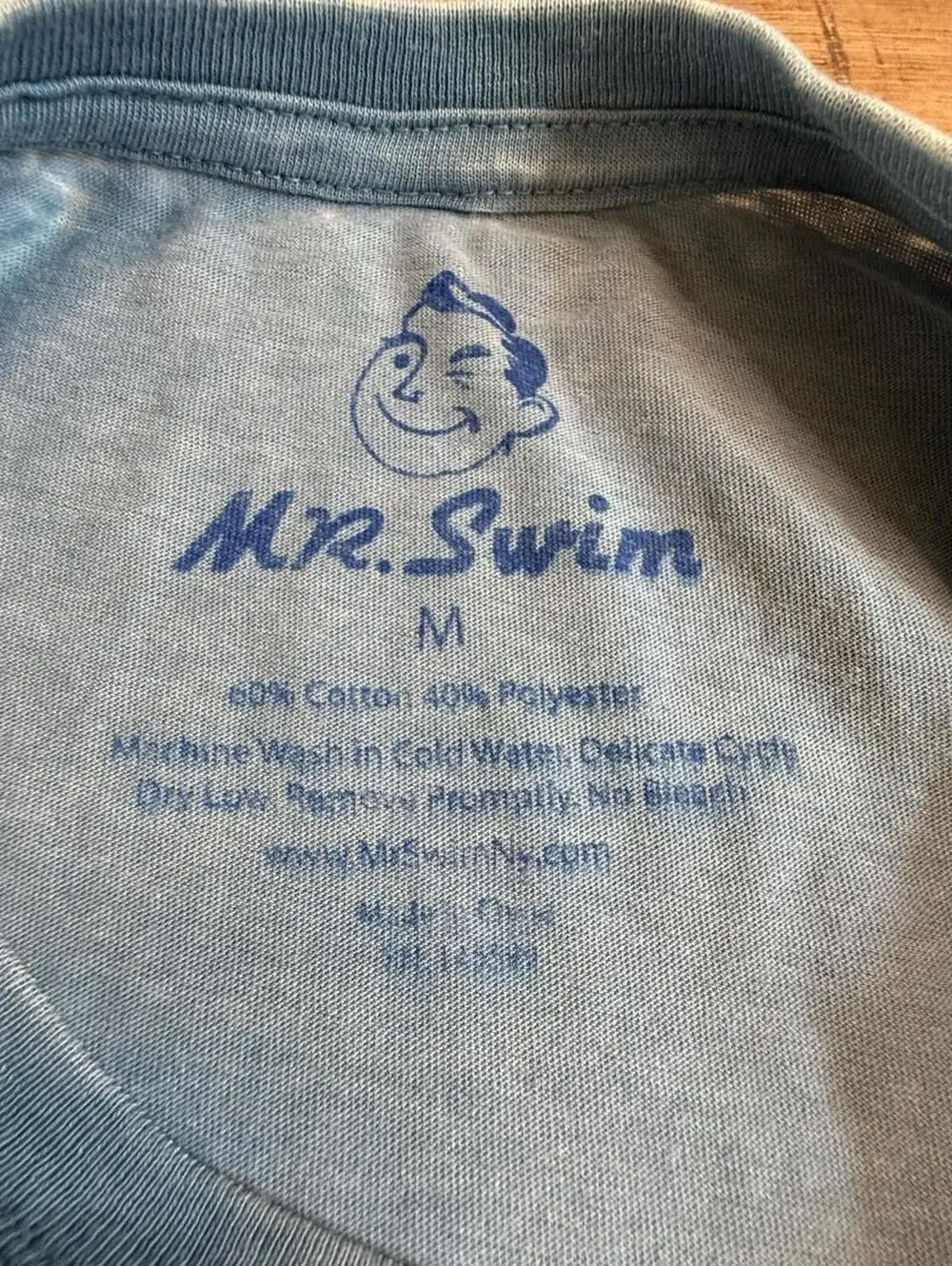 Mr. Swim Blue Tshirt Sz‎ M Logo Soft Casual